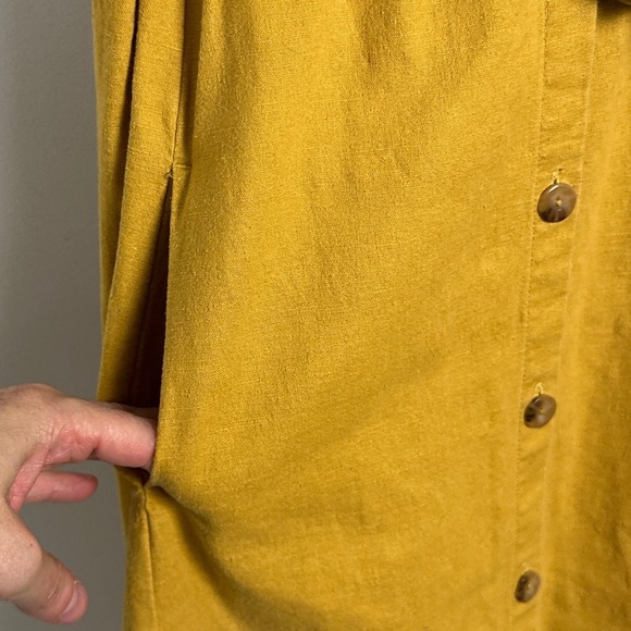 Sezane Linen Marianna Dress Curry Golden Yellow Belted Womens Sz 36 French US 34 - Picture 6 of 16